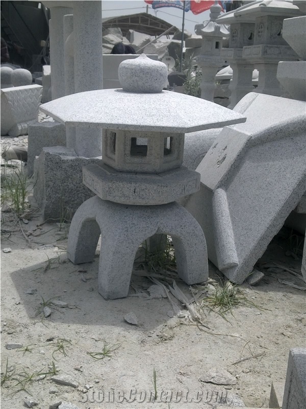 Granite Lamps. Garden Lanterns, Crystal White Granite Garden Lanterns