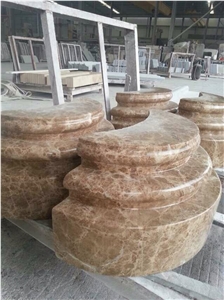 Light Emperador Marble Carved European Style Roman Column Bases