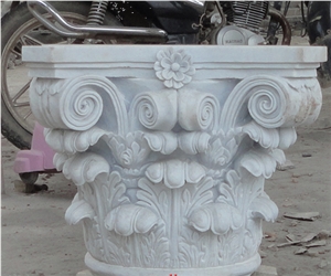 Natural Chinese White Marble Caved European Style Roman Column Tops Bases