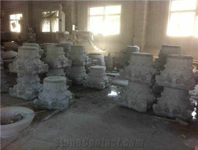 Natural G664 Red Granite Carved Roman Style Doric Column Tops