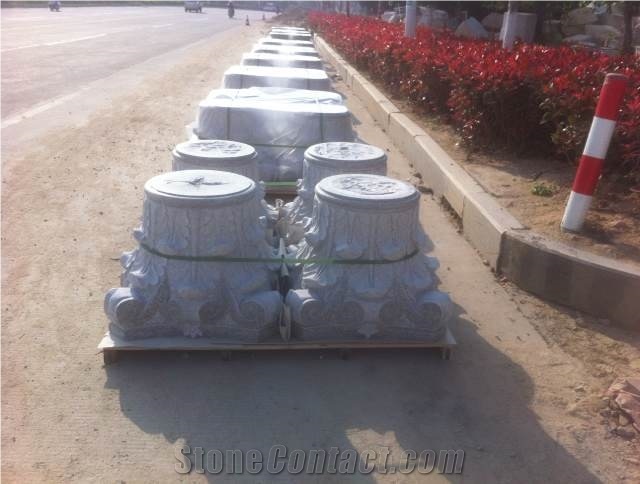Natural G664 Red Granite Carved Roman Style Doric Column Tops