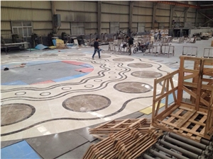 Waterjet China Emperador Light Marble for Floor Covering Pattern