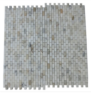 5/8" X 5/8" Marble Mosaic Tiles, Bianco Carrara Marble Polished Mosaic