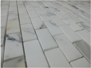 5/8" X 5/8" Marble Mosaic Tiles, Bianco Carrara Marble Polished Mosaic