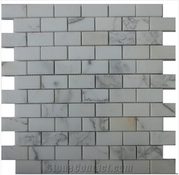 5/8" X 5/8" Marble Mosaic Tiles, Bianco Carrara Marble Polished Mosaic