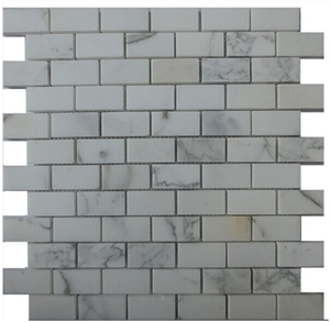 5/8" X 5/8" Marble Mosaic Tiles, Bianco Carrara Marble Polished Mosaic