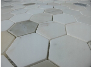 5/8" X 5/8" Marble Mosaic Tiles, Bianco Carrara Marble Polished Mosaic