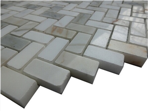 Bianco Carrara Polished Marble Herringbone Mosaic Tile Bianco Carrara Polished Marble Herringbone Mosaic Tile