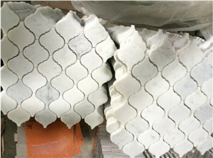 Bianco Carrara Polished Marble Herringbone Mosaic Tile