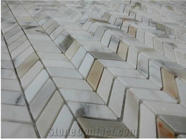 Bianco Carrera White Marble Hexagon Mosaic Tile Honed