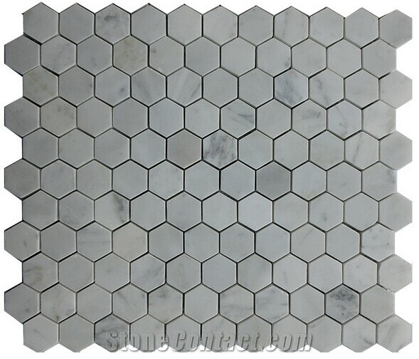 Hexagon White Carrara Marble Mosaics