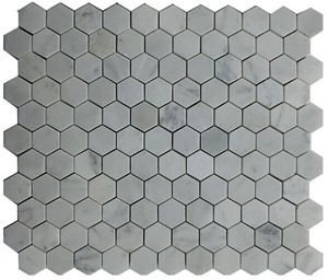 Hexagon White Carrara Marble Mosaics