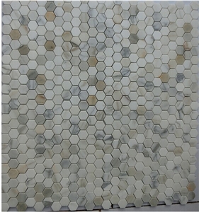Hexagon White Carrara Marble Mosaics