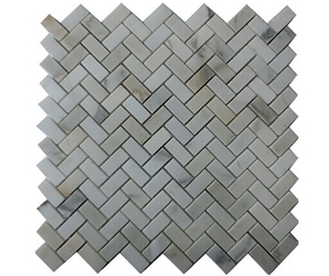 Torpedo 1/4 X Random White Carrera Marble Pattern Mosaic Tile