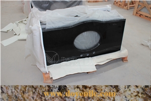 G684 China Black Basalt Bathroom Vanity Tops Undermount Sink Cutting Out