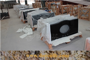 G684 China Black Basalt Bathroom Vanity Tops Undermount Sink Cutting Out