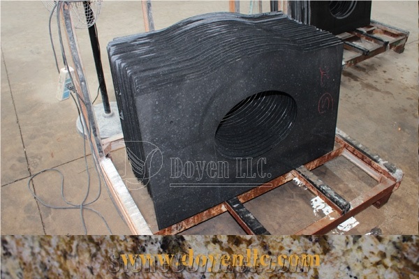 G684 China Black Basalt Bathroom Vanity Tops Undermount Sink Cutting Out