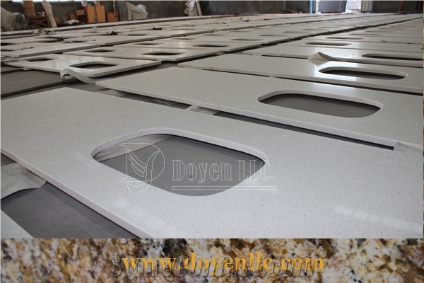 White Solid Surface Bathroom Vanity Tops