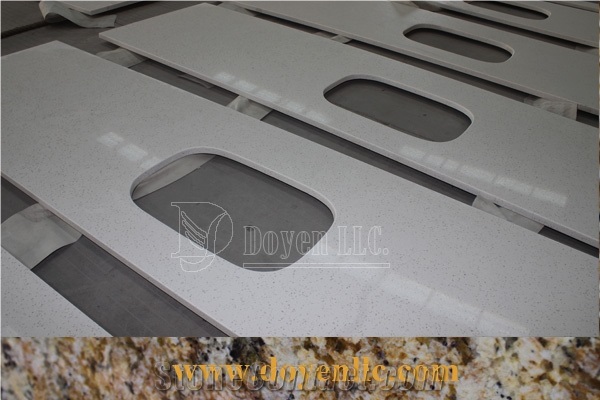 White Solid Surface Bathroom Vanity Tops