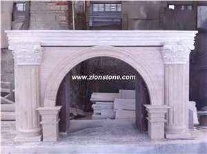 Beige Marble Fireplace Mantel