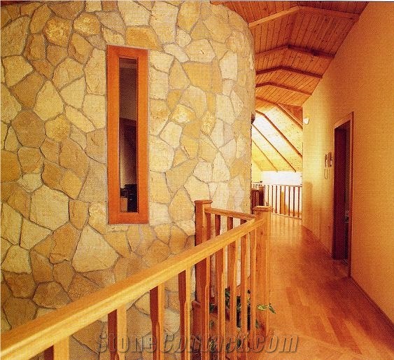 Gold Fantasy Flagstone Wall Cladding, Veneer Stone, Wall Covering Flagstone
