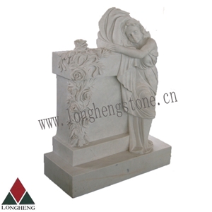 White Marble Angel Engraving Tombstone