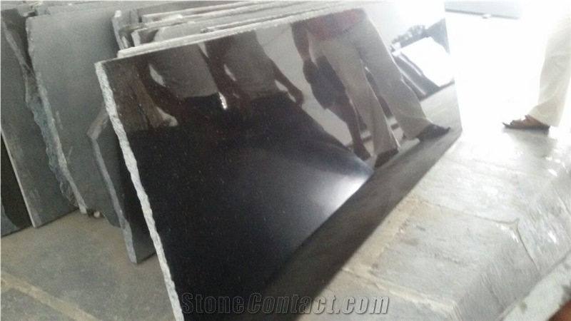 Absolute Black Granite Slabs, India Black Granite