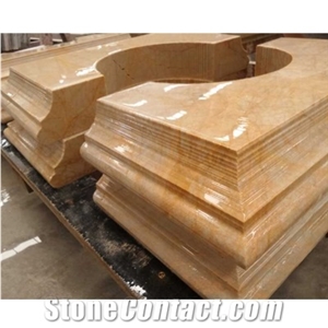 Wellest Golden Emperador Marble Solid & Hollow Configuration Antique Roman Columns Foot, Greek Columns Base