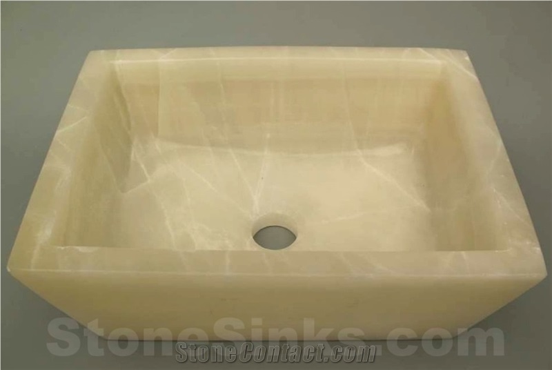 Rectangle Vessel White Onyx Sink Model Po-252