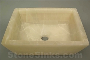Rectangle Vessel White Onyx Sink Model Po-252