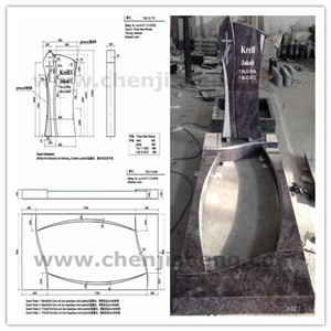Free Design Tombstone Engrave Monument Gravestone Headstone with Flowers