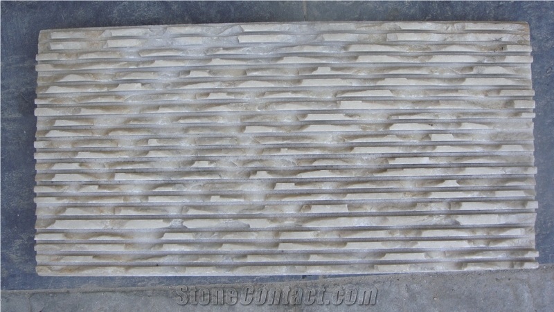 Beige Quartzite Ledgestone Wall Panel, Grooved Culture Stone Wall Tile,Veneers