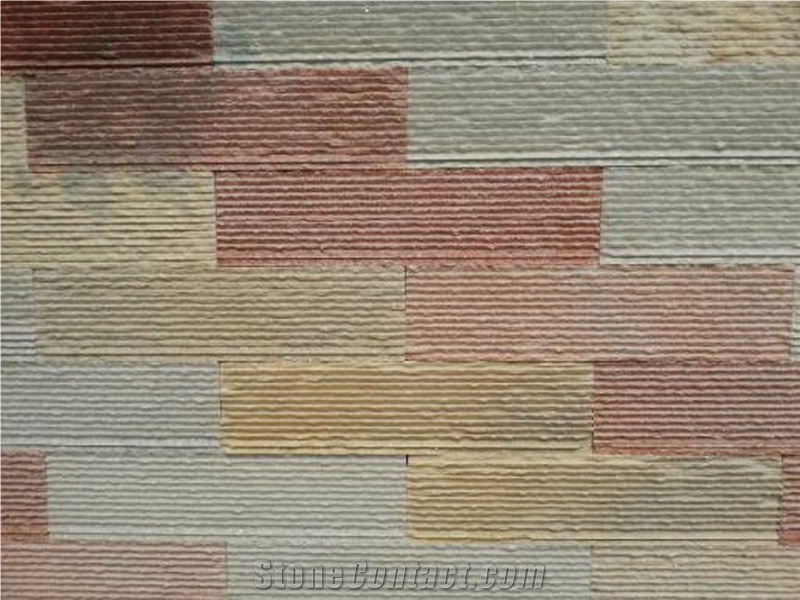 Beige Quartzite Ledgestone Wall Panel, Grooved Culture Stone Wall Tile,Veneers