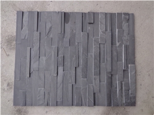 Black Slate Cultured Stone Wall Veneers, Ledge Stone Wall Panel, China Black Slate Wall Cldding