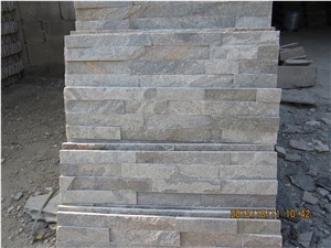 China Grey Quartzite Cultured Stone Veneers, Ledgestone Wall Cladding, Quartzite Stacked Stone for Walling