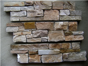 Cultural Stone Wall Tile, Slate & Cement Cultured Wall Cladding, Stacked Stone Wall Veneer