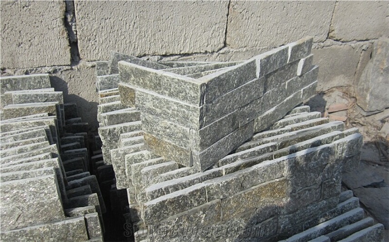 Green Quartzite Cultured Stone Veneer, Ledgestone Wall Panel, China Green Quartzite Cultured Stone