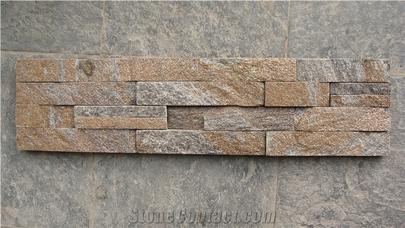 Rusty Quartzite Cultured Stone Wall Panels, Ledgestone Veneers, Quartzite Stacked Stone Wall Cladding