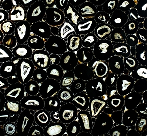 Translucent Black Agate Slab, Semiprecious Stone