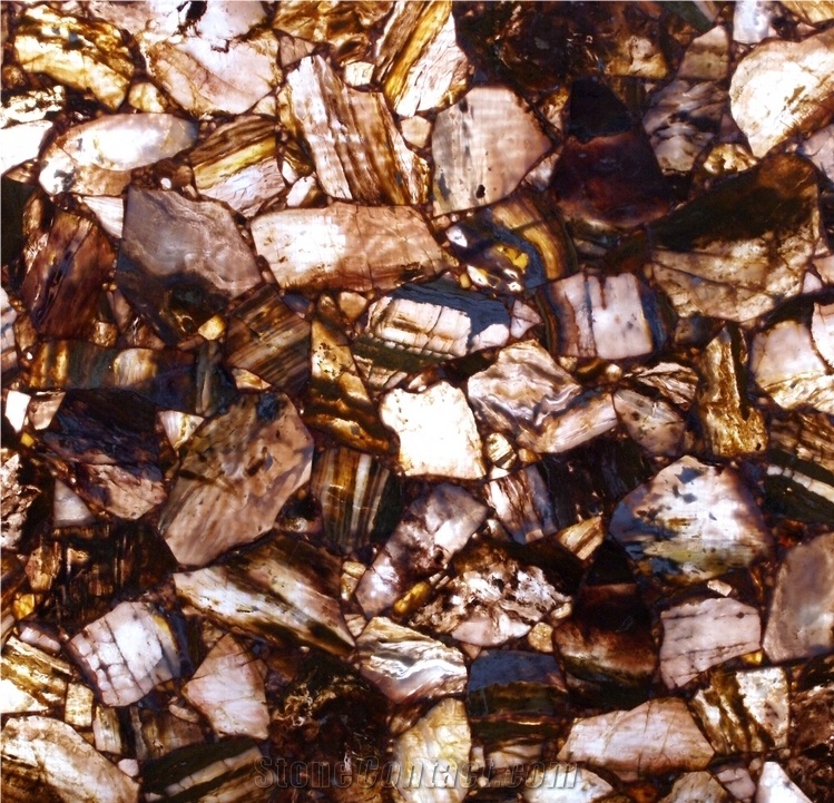 Translucent Ink Painting Agate Slab, Semiprecious Stone, Brown Colored