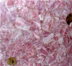 Translucent Rose Semiprecious Stone Slab, Pink Colored