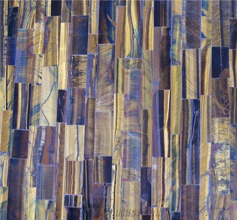 Translucent Yellow & Blue Tiger Eyes Semiprecious Stone Slab