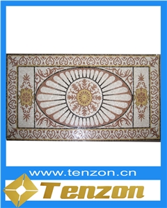 Beautiful Designed Medallion Mosaic, Egyptian Beige Marble Medallion