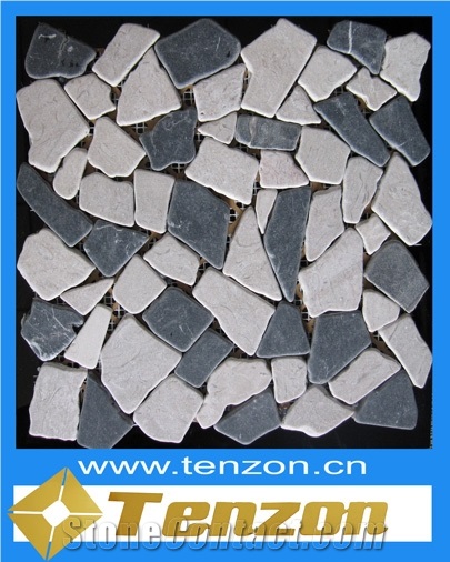 Crystal Glass Mosaic Tile, Nikisiani Ash Grey Marble Glass Mosaic