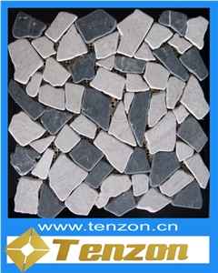Crystal Glass Mosaic Tile, Nikisiani Ash Grey Marble Glass Mosaic