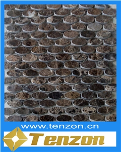 Dark Brown Brick Mosaic Tiles, Dynasty Brown Marble Brick Mosaic