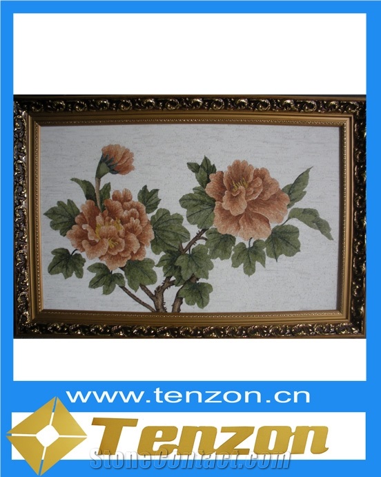 Wall Decoration Embroidery Art Mosaic Art, Fossil Red Marble Mosaic
