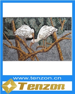 White and Brown Bird Paiting Pattern Art Works