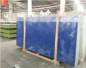 Artificial Blue Quartz Slabs, Blue Artificial Stone,Pure Blue Color Quartz Tiles