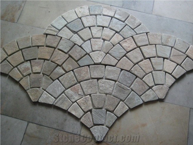 Sector Cube Stone Pavers, Fan-Shaped Slate Cube Stone